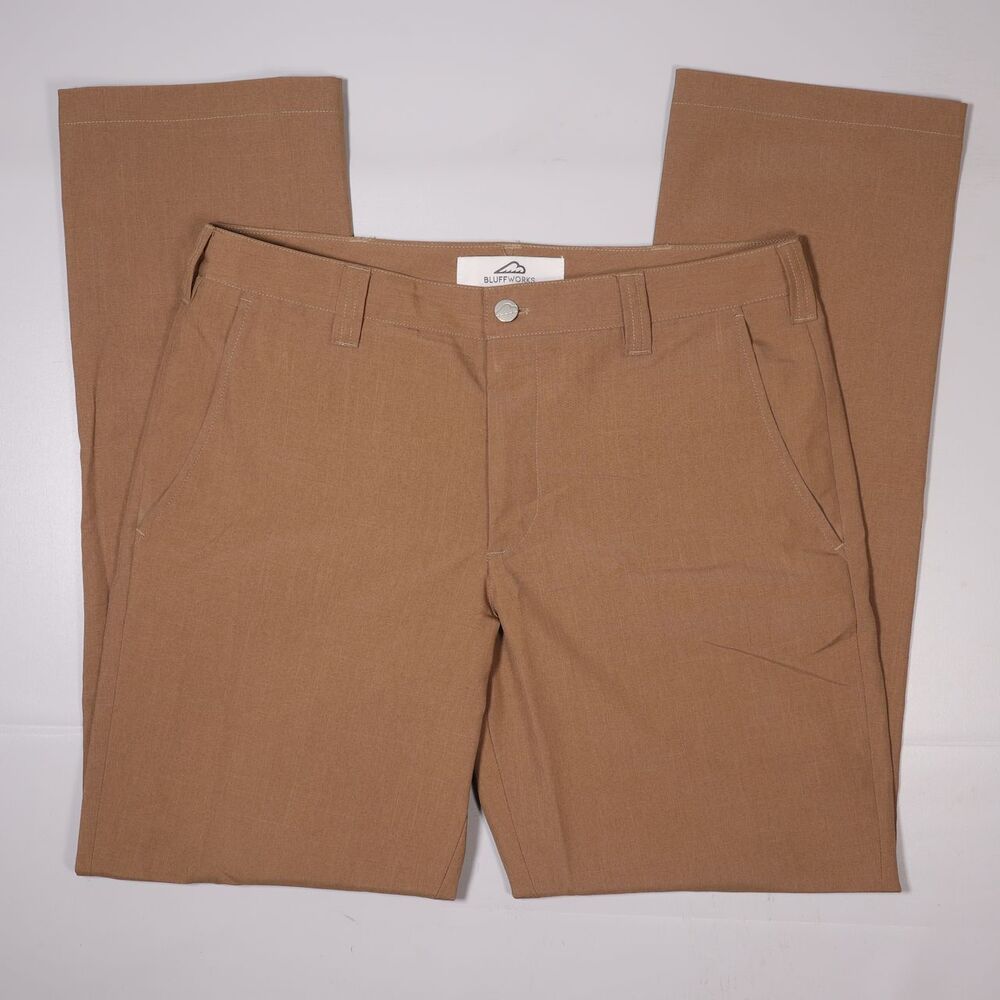 BluffWorks Original Commuter Work Play Pants Khaki Made in NYC USA Men's 33x32